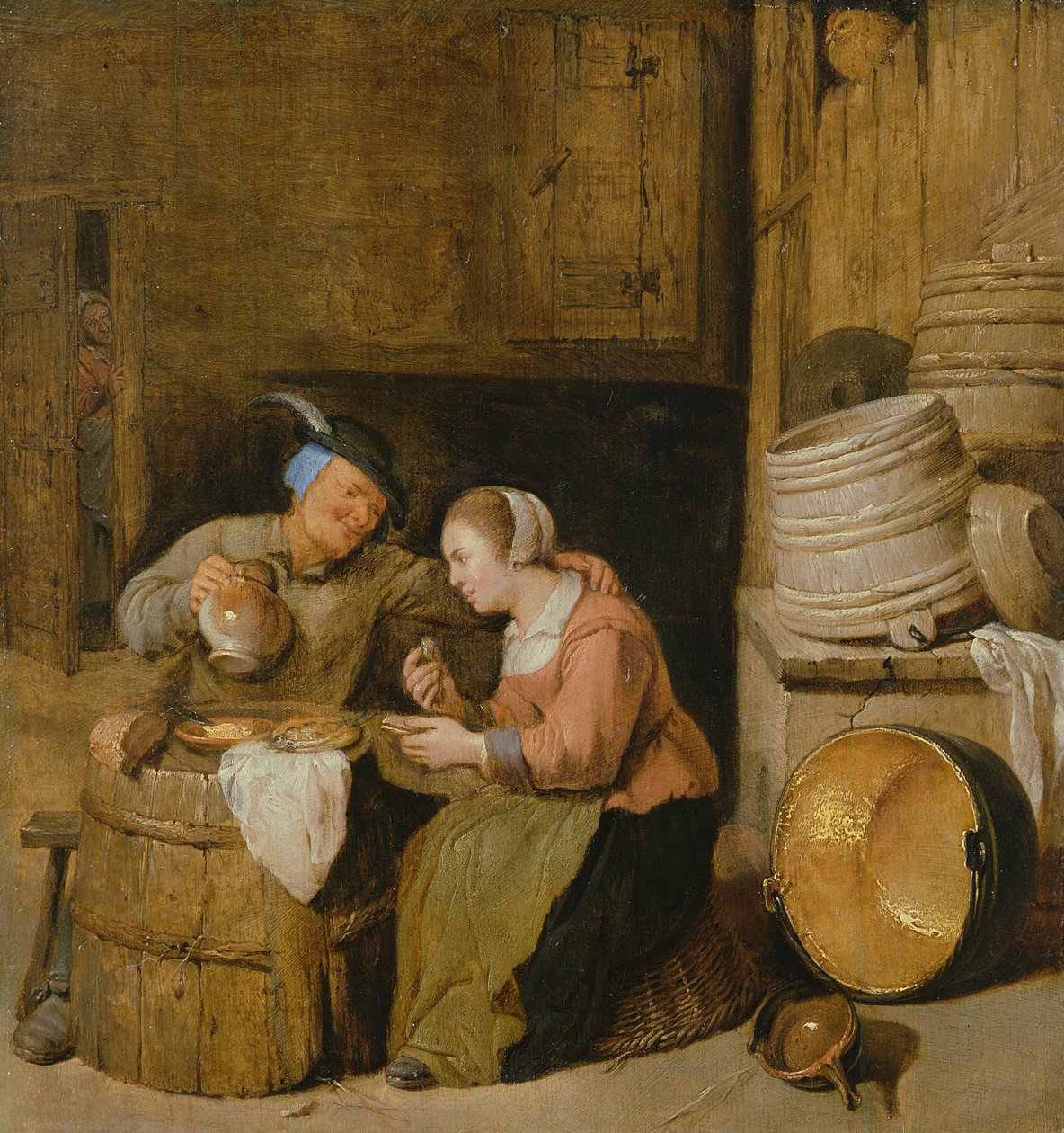 İki köylü ile bir iç sahne by Hendrik Martensz Sorgh