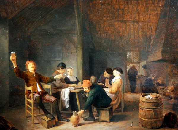 Bir Tavernada Köylüler Merrymaking (panelde yağ) by Hendrik Martensz Sorgh