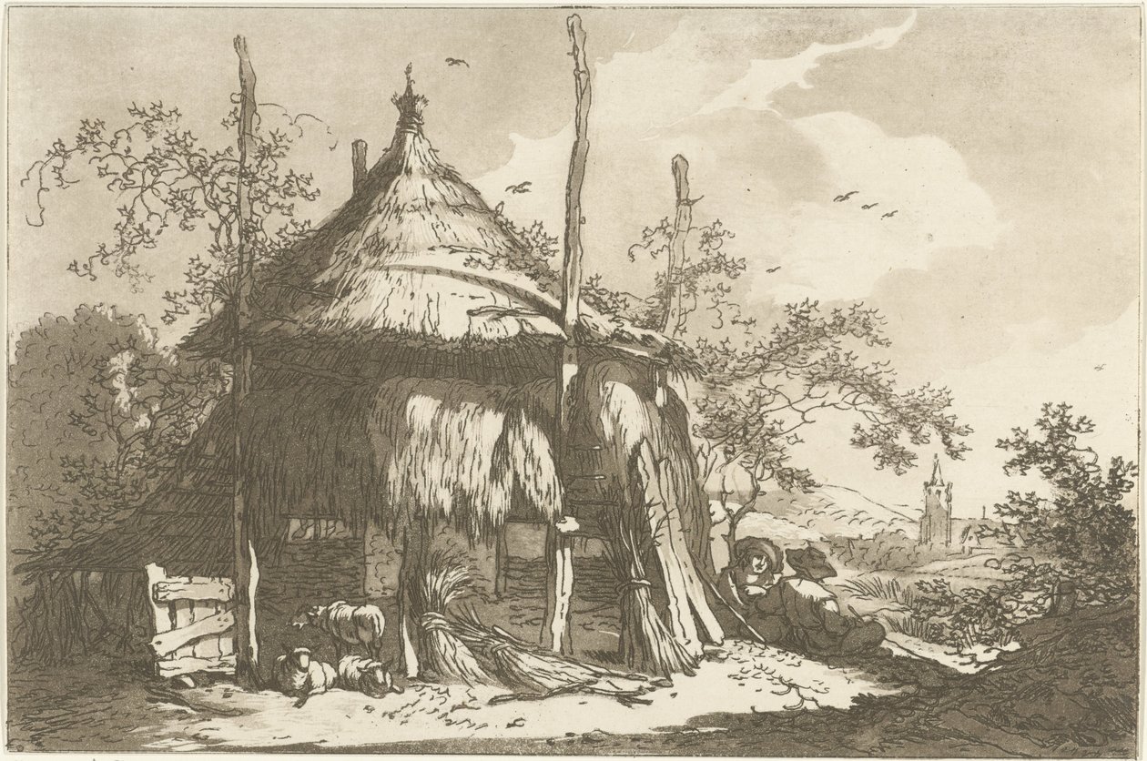 Herders bij een hooiberg Peyzaj Çizmeyi Öğrenenlerin Kullanımı İçin Hesaplanan On İki Tasarım (seri başlığı) by Hendrik Meijer