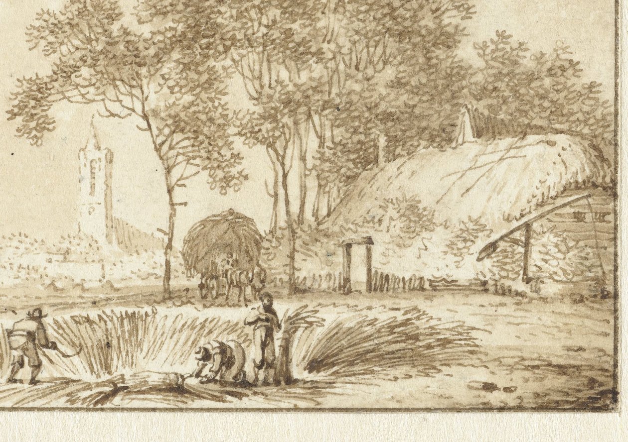 Bir çiftlikte biçme makineleri by Hendrik Meijer