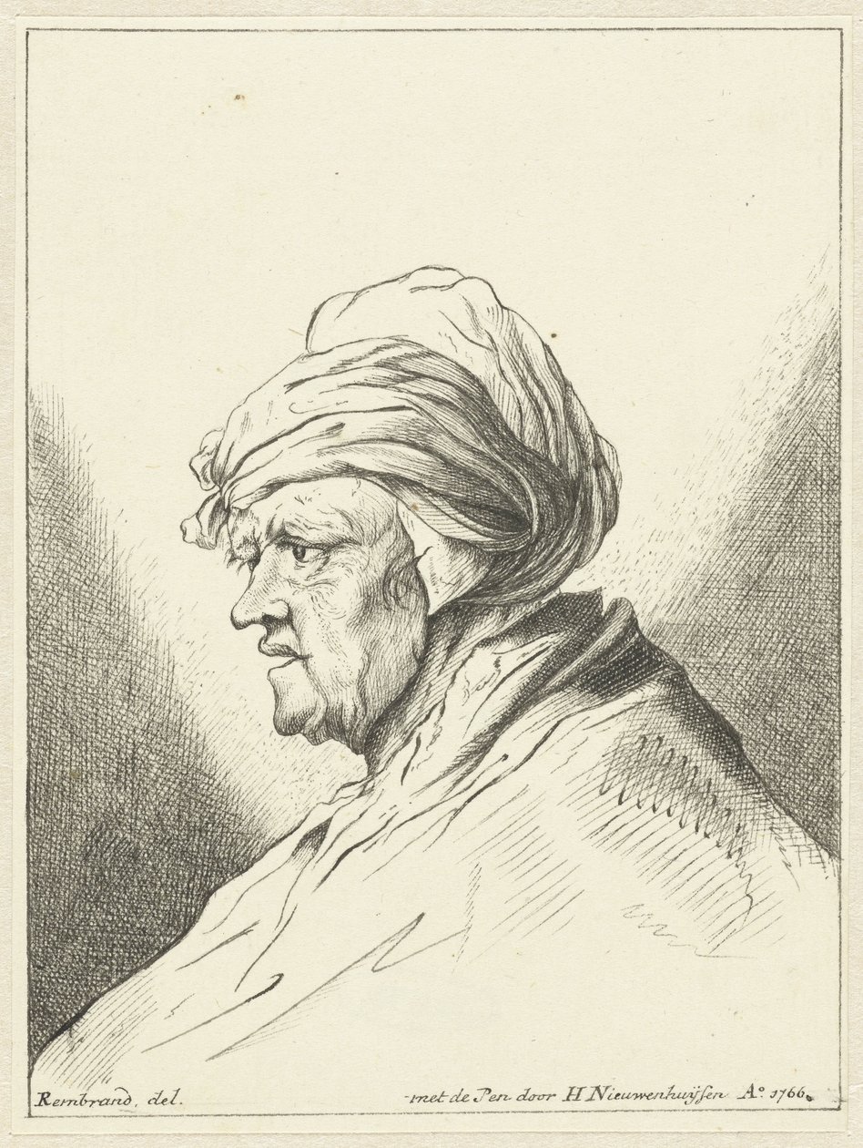 Yaşlı kadın büstü, solda by Hendrik Nieuwenhuysen