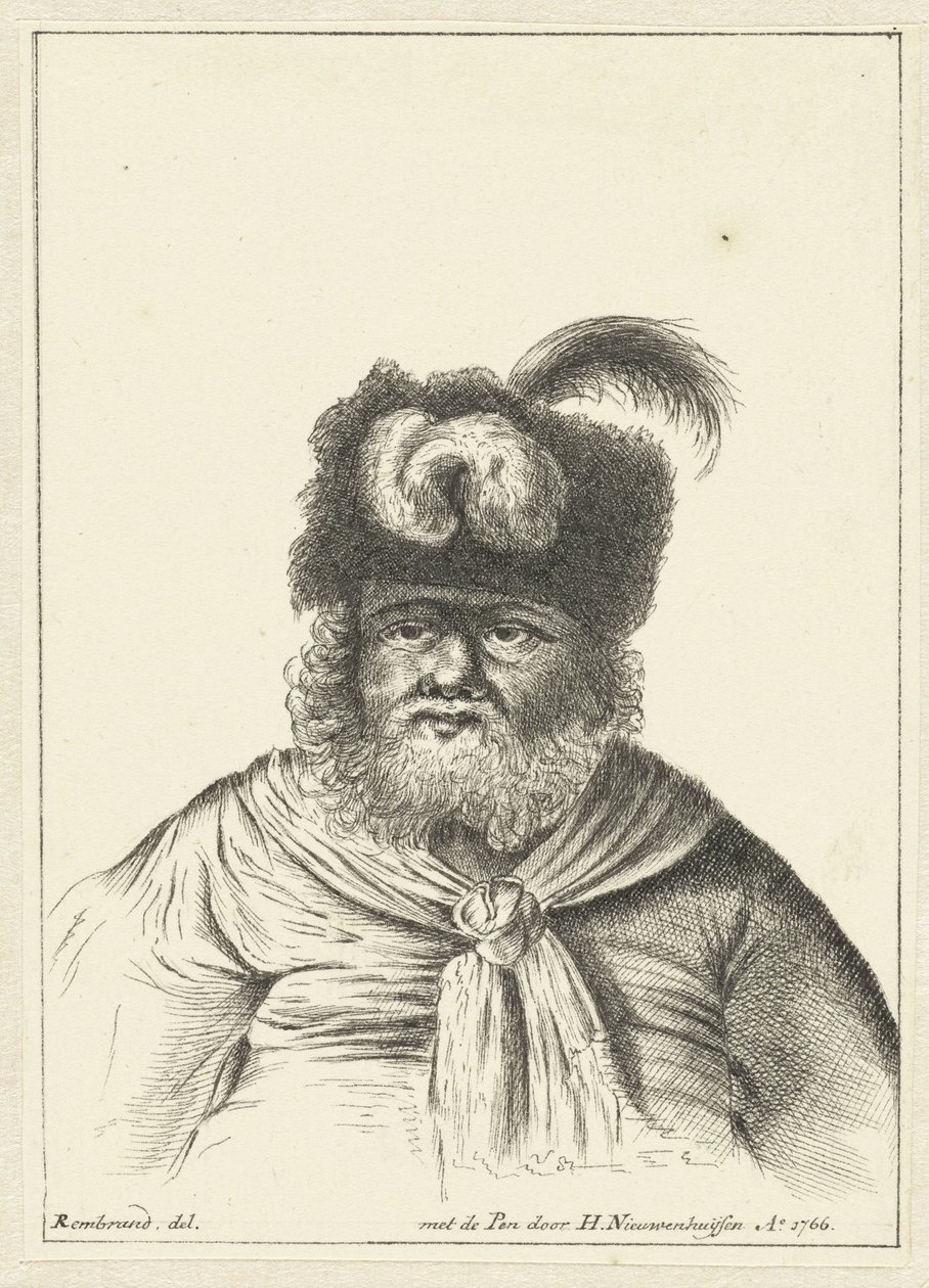 Kürk şapkalı oturan adam by Hendrik Nieuwenhuysen