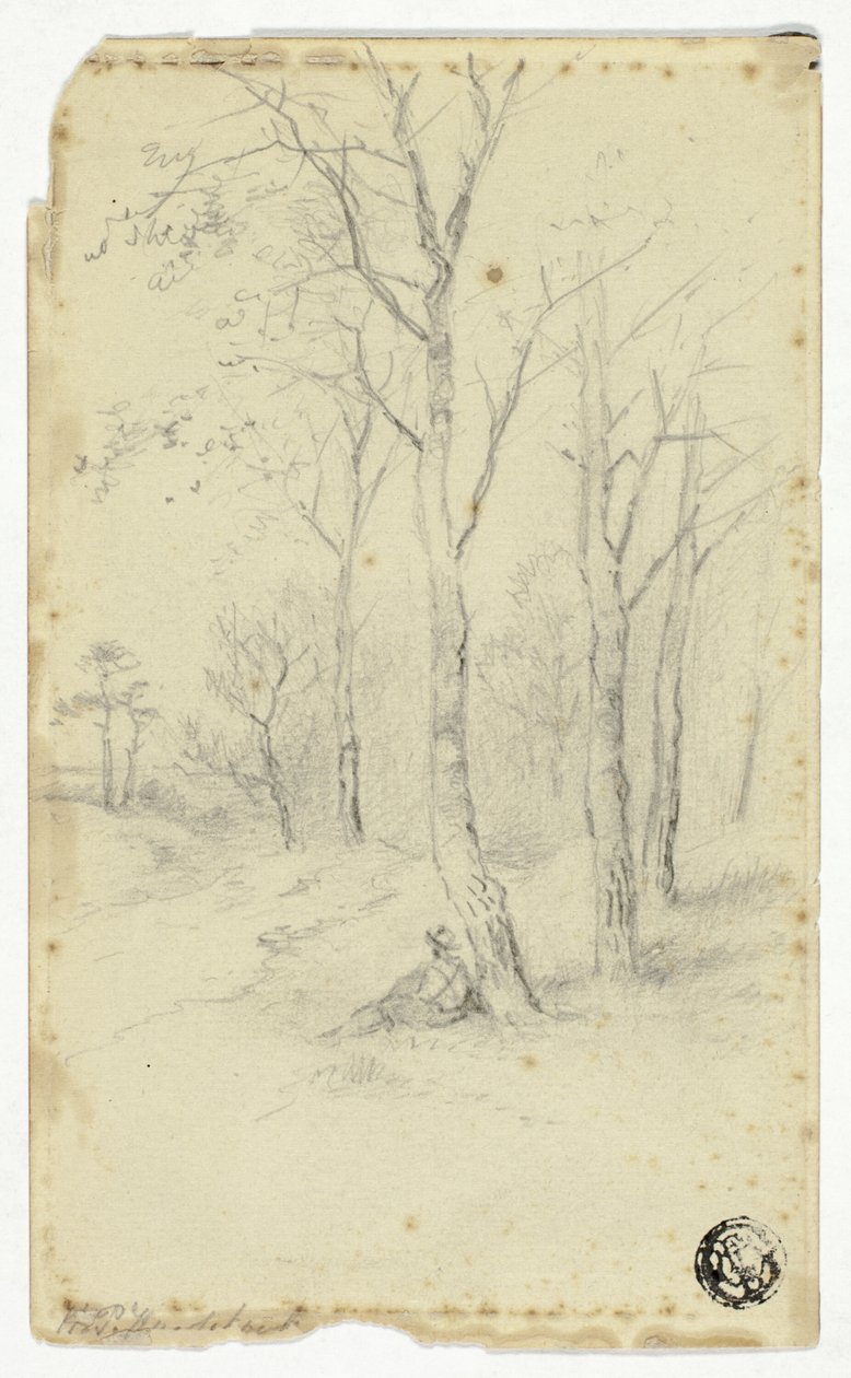 Ağaçların Altında Oturan Adam by Hendrik Pieter Koekkoek