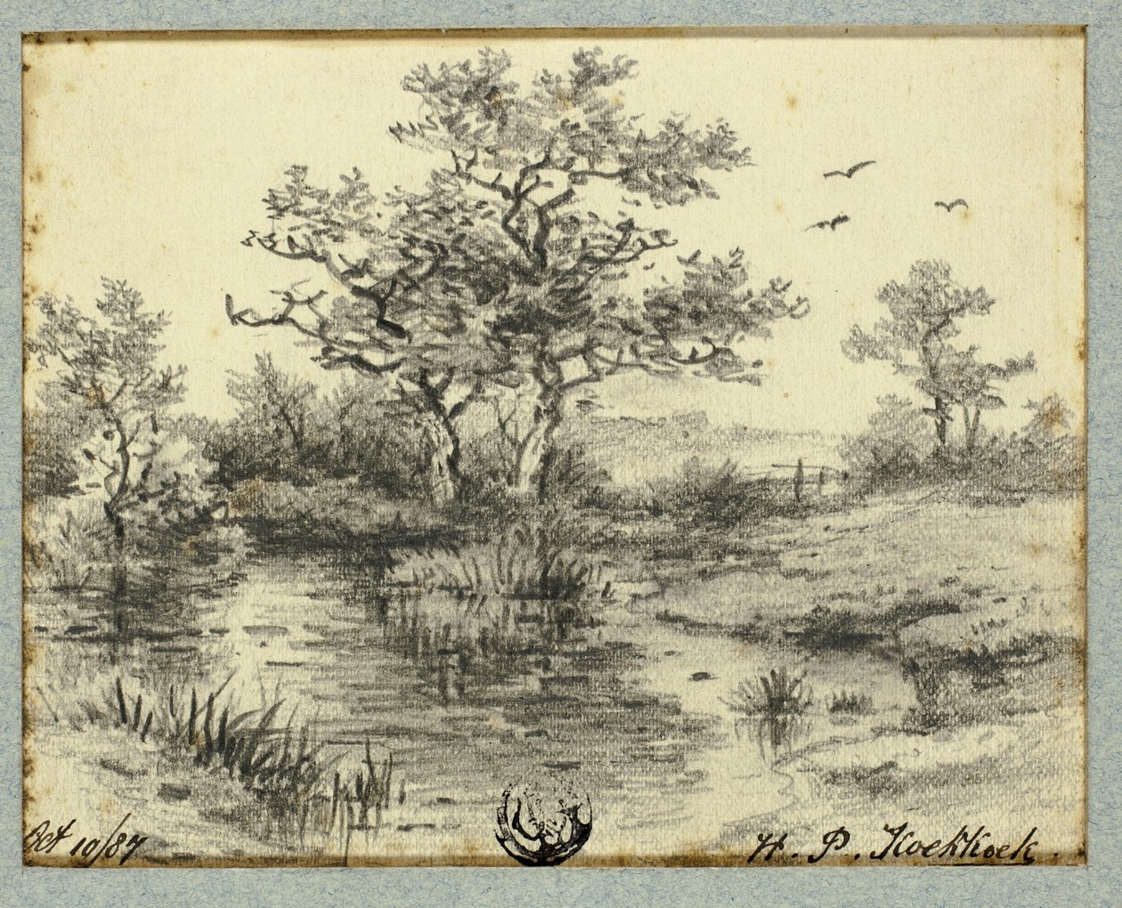 Göl kenarındaki ağaçlar by Hendrik Pieter Koekkoek