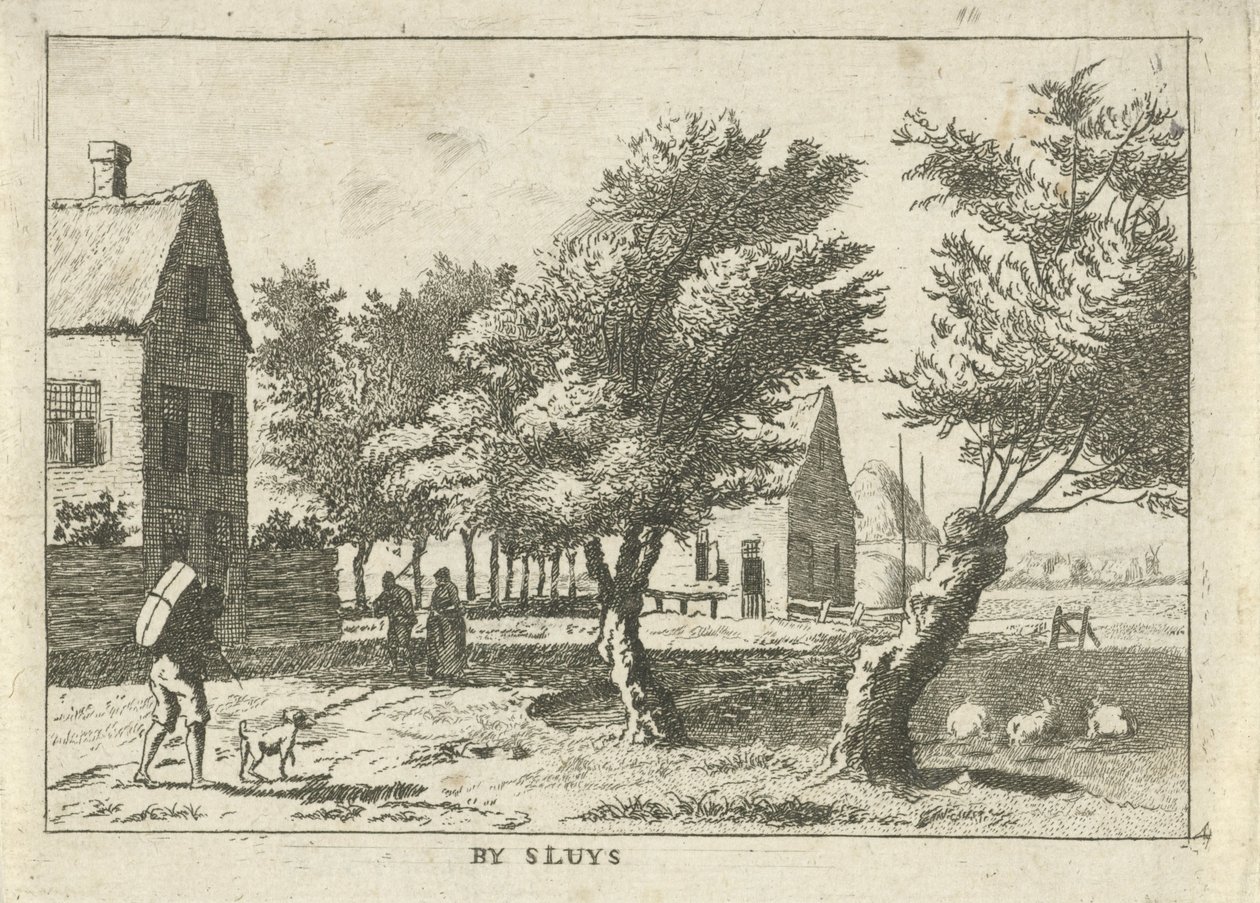 Bir köyde gezgin Sluys tarafından (nesne üzerindeki başlık) Schieland bölgesindeki manzaralar (dizi başlığı) by Hendrik Roosing