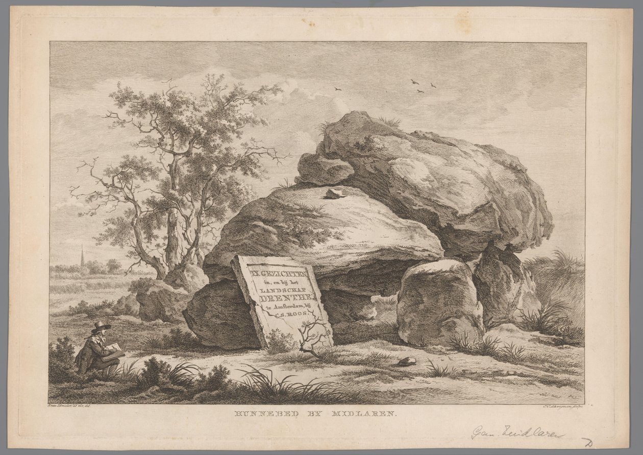 Midlaren köyü yakınlarında dolmen Midlaren tarafından Hunnebed (nesne üzerindeki başlık) Drenthe
