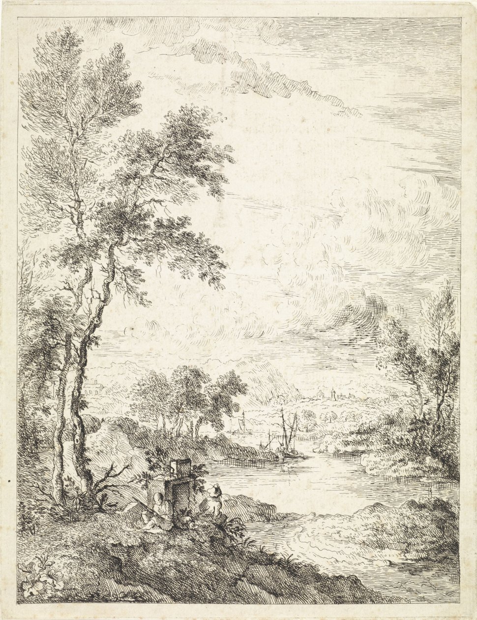Bir nehir ile manzara by Hendrik Tavenier