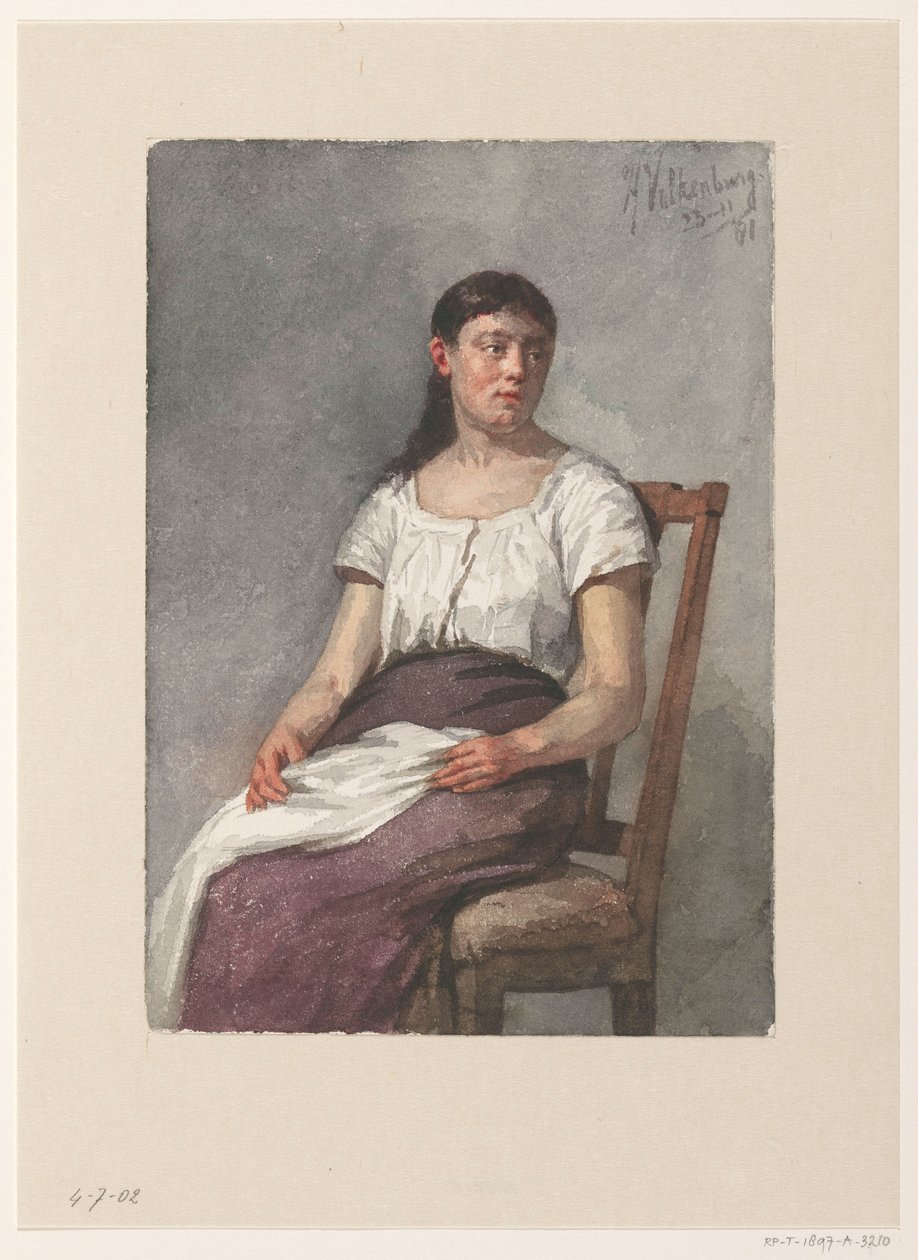 oturan kız by Hendrik Valkenburg