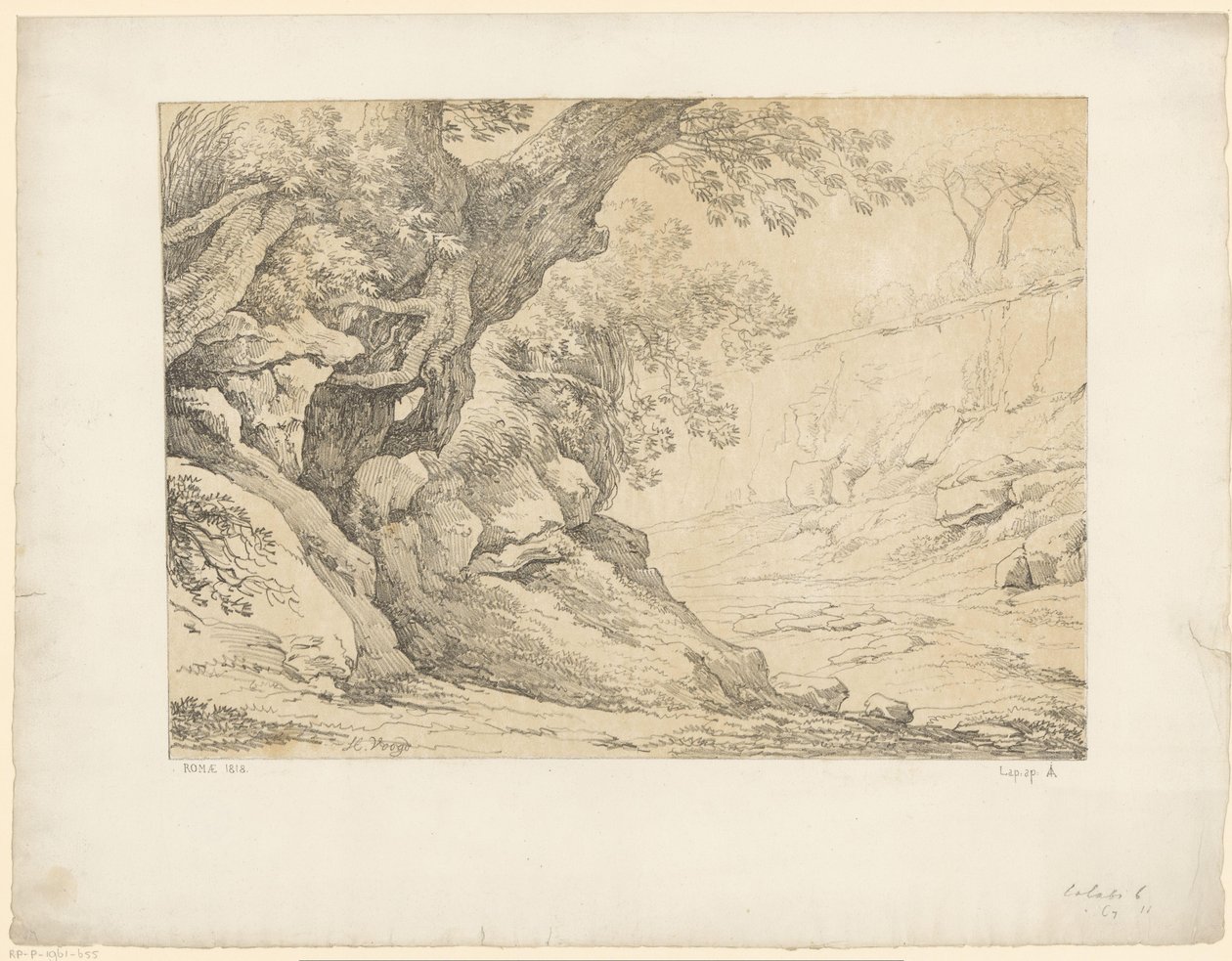 büyümüş kayalar Tentamina Lithographica (dizi adı) İtalyan manzaraları (dizi başlığı) by Hendrik Voogd