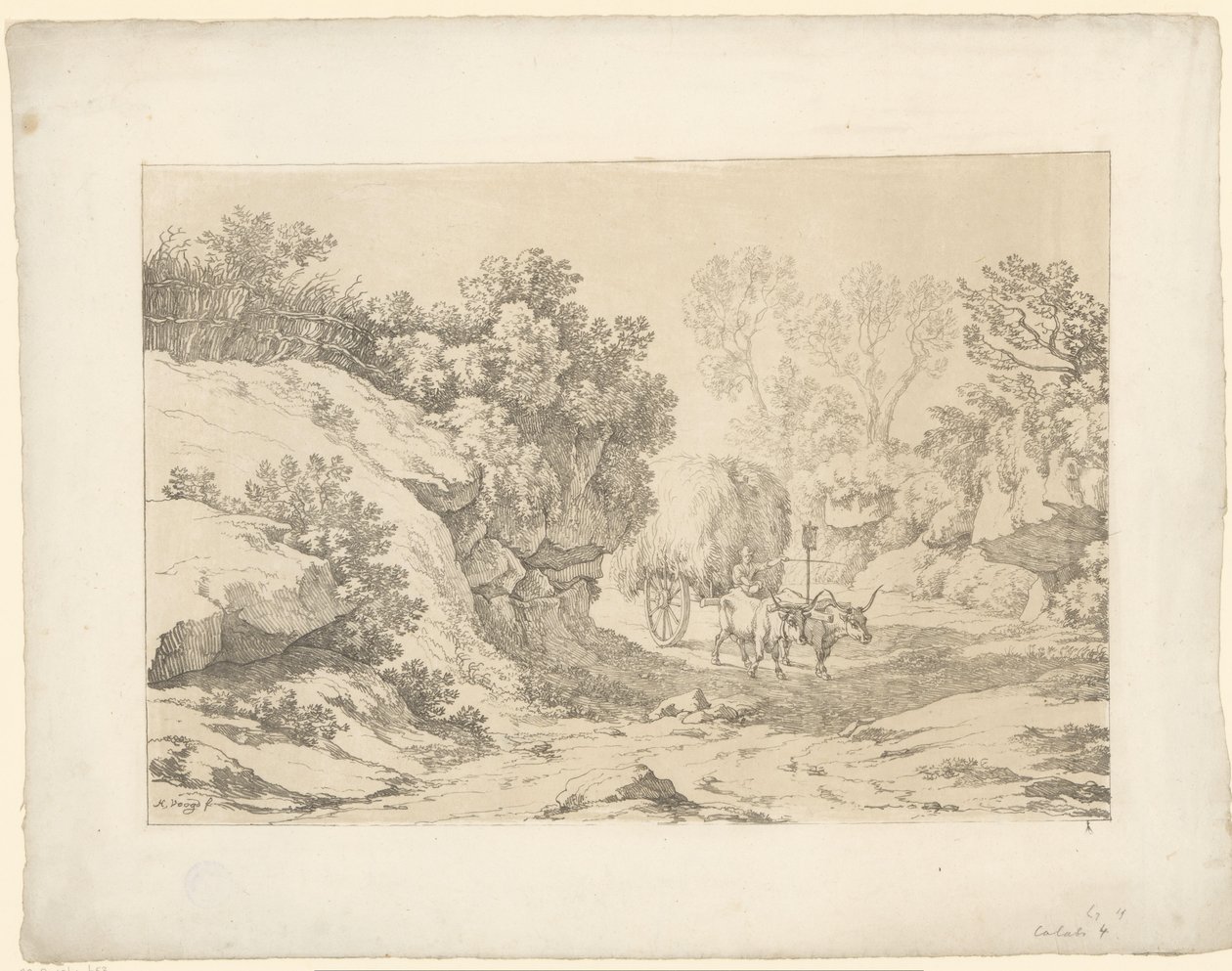 Saman vagonu yolda Tentamina Lithographica (dizi adı) İtalyan manzaraları (dizi başlığı) by Hendrik Voogd
