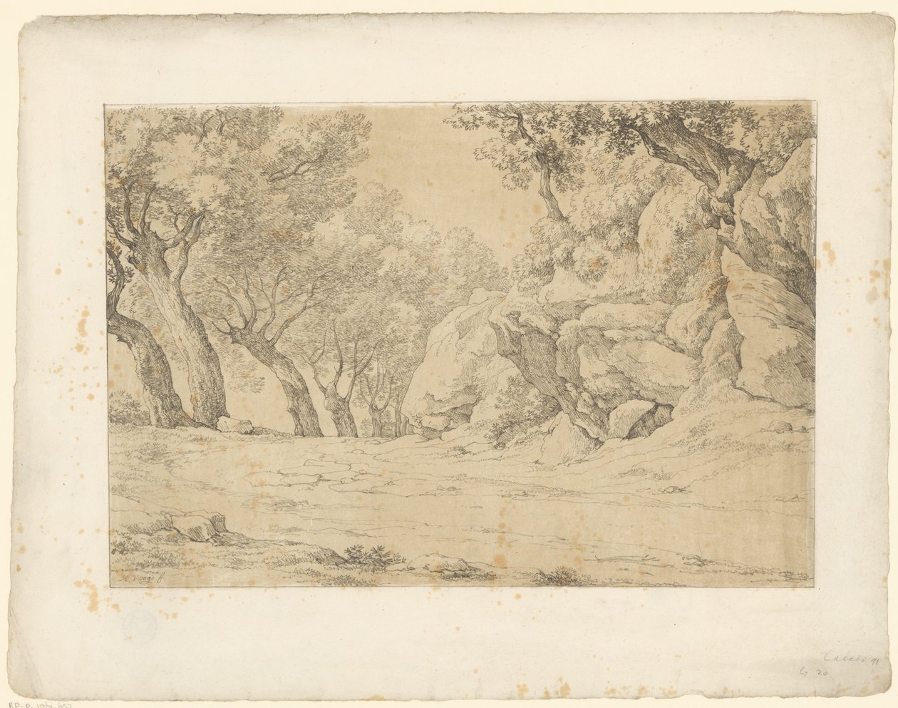 Aşırı büyümüş kayaların olduğu cadde Tentamina Lithographica (dizi adı) İtalyan manzaraları (dizi başlığı) by Hendrik Voogd