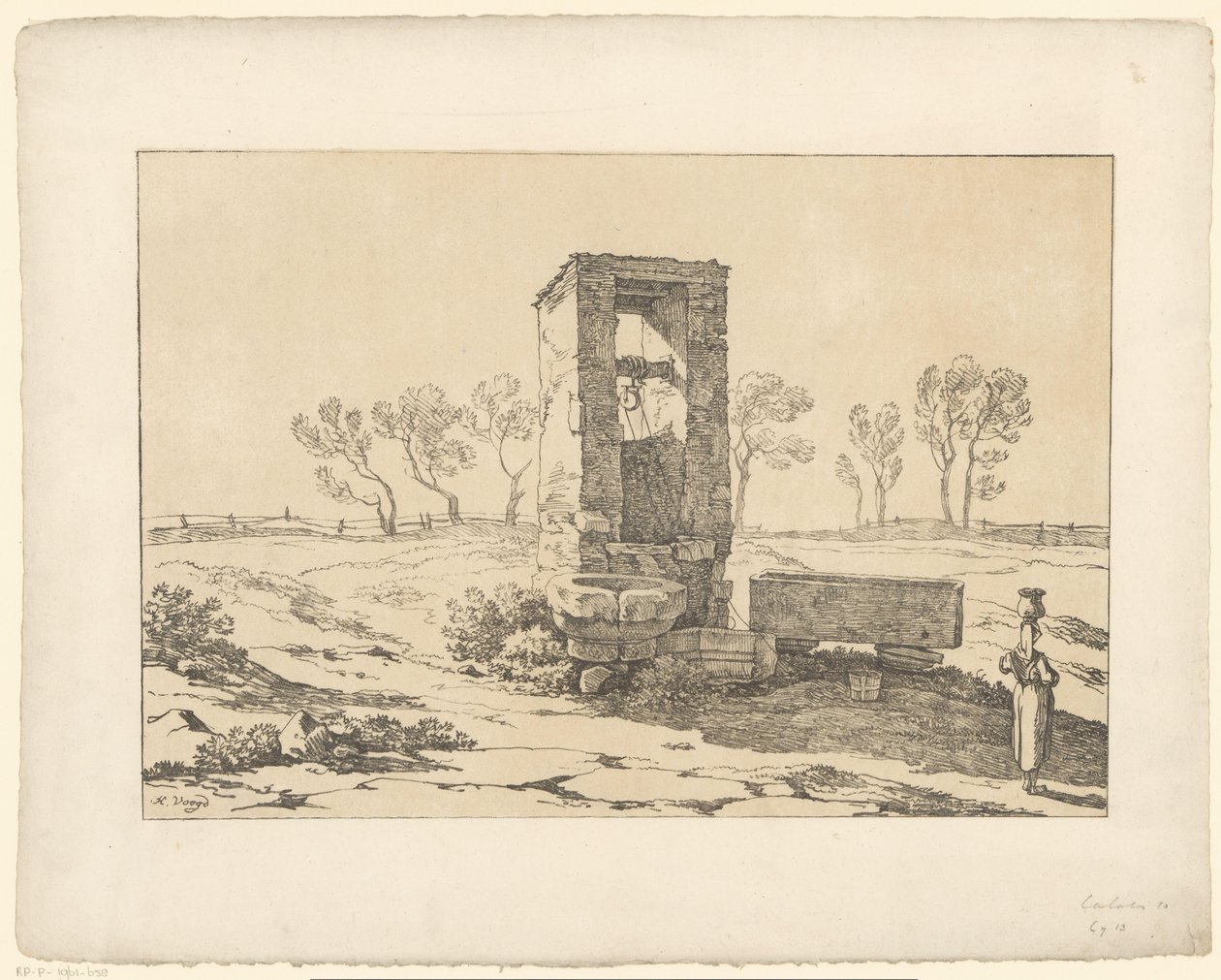 Kuyudaki kadın Tentamina Lithographica (dizi başlığı) İtalyan manzaraları (dizi başlığı) by Hendrik Voogd