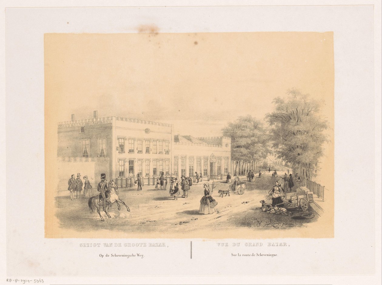 Lahey'deki Groote Koninklijke Çarşısı'nın görünümü Scheveningscheweg'deki büyük pazarın görünümü (nesne üzerindeki başlık) by Hendrik Wilhelmus Last