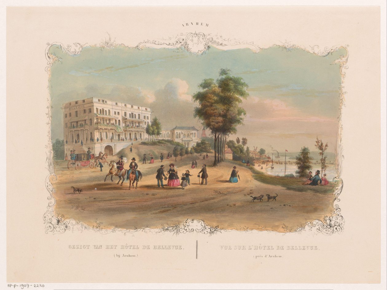 Arnhem yakınlarındaki Bellevue otelinin görünümü Hôtel de Bellevue'nin görünümü (Arnhem'in yakınında) (nesne üzerinde başlık) Arnhem (nesnede seri başlığı) by Hendrik Wilhelmus Last