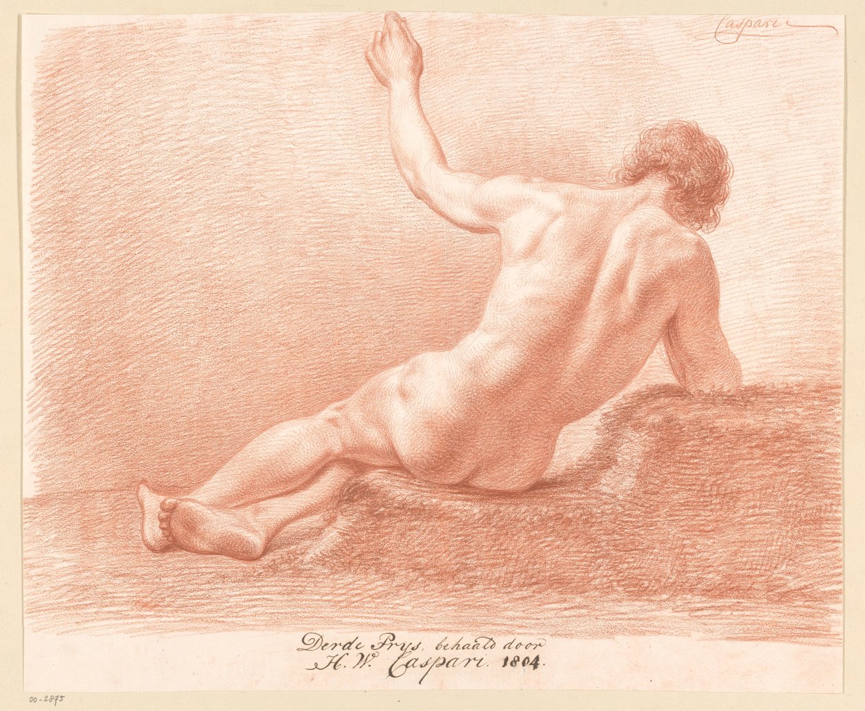 Oturan Erkek Çıplak, Arkadan Görünüş (3. Ödül 1804) by Hendrik Willem Caspari
