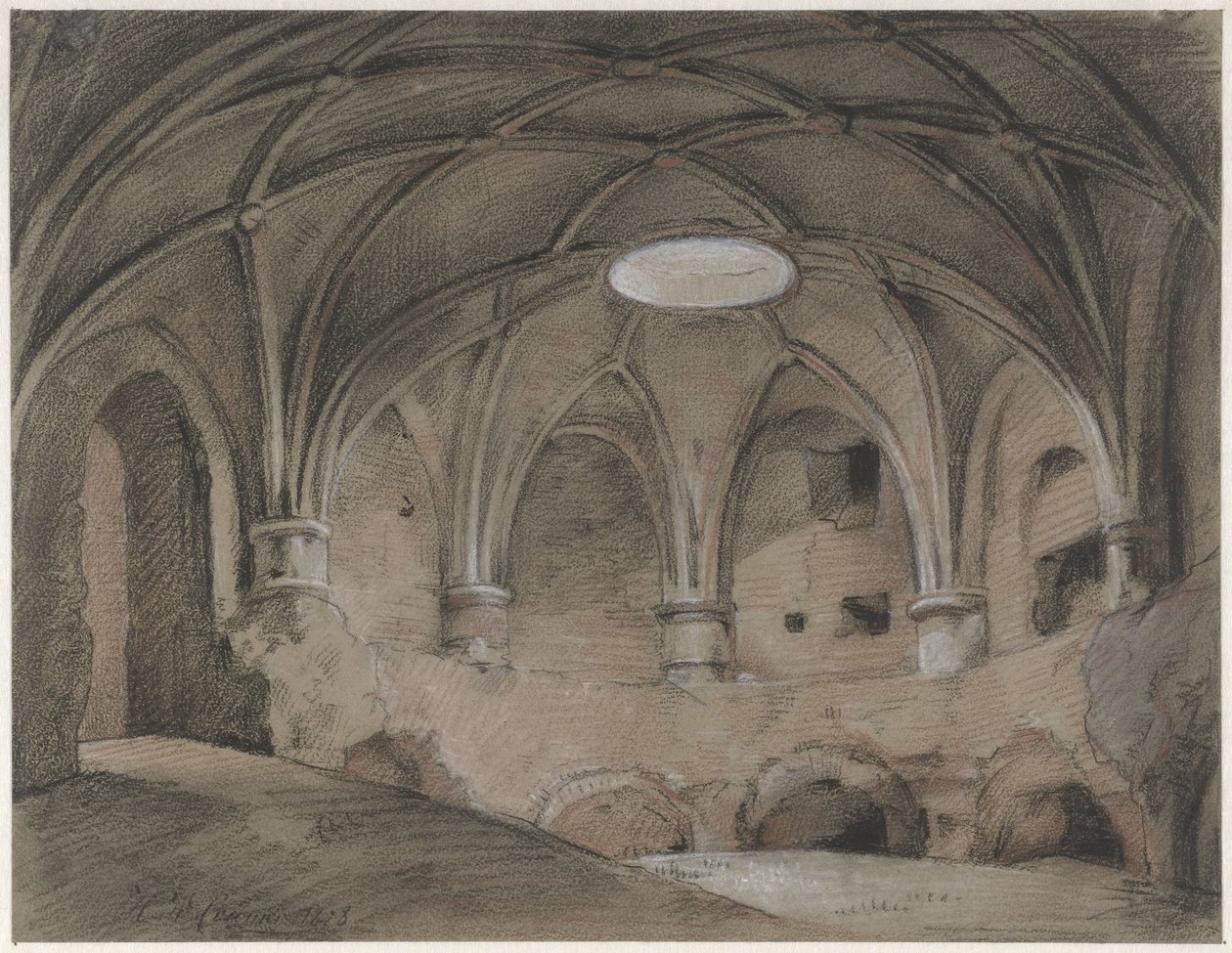 Utrecht'teki Vreeburg'daki Spanjaardshol'un bir parçası by Hendrik Willem Cramer