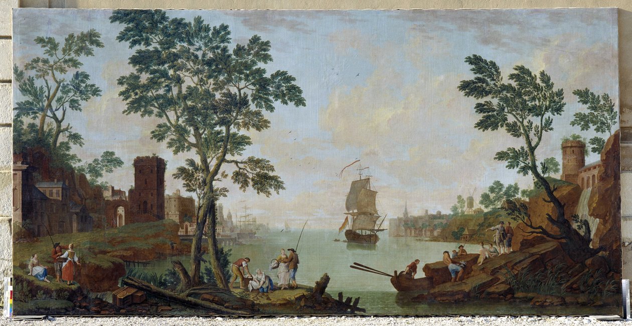 Bir Akdeniz limanının görünümü by Hendrik Willem Schweickhardt