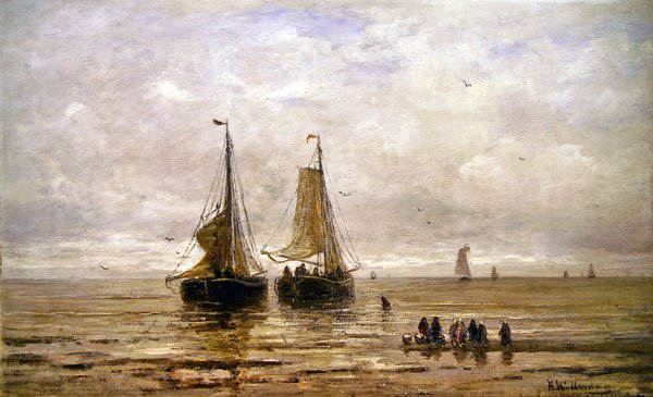 Sahil Manzarası (tuval üzerine yağlı boya) by Hendrik William Mesdag
