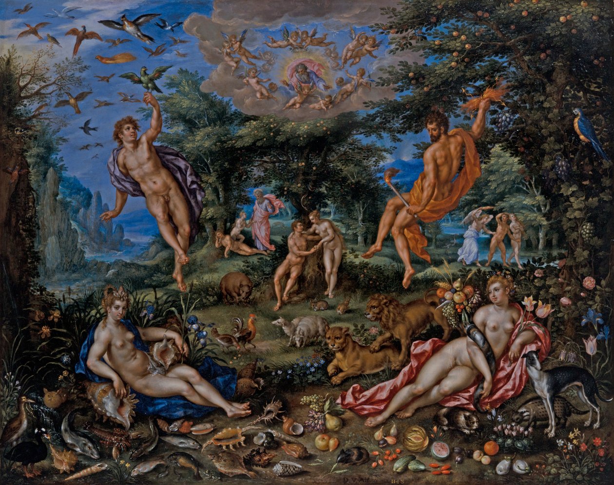 Dört Element, Gensis Beyond'dan Sahnelerle by Hendrik de & Alsloot Denis van (c.1573 1625/26) Clerck