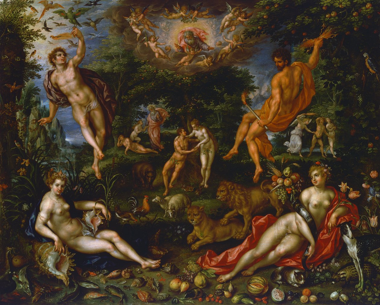 Dünyevi Cennet, c.1607 (tuval üzerine yağlı boya) by Hendrik de Fromantiou
