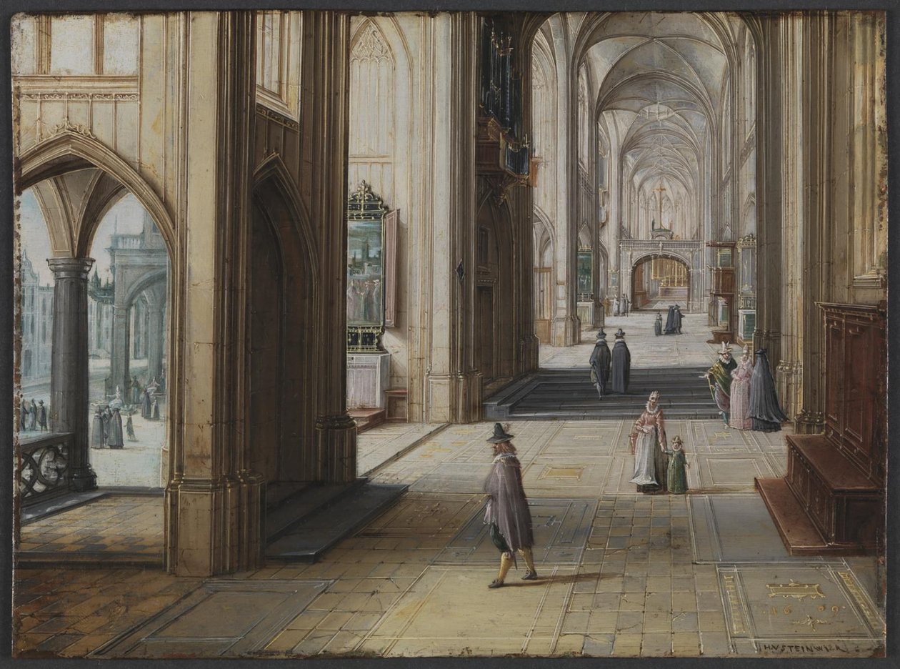 Doğuya Bakan Bir Gotik Kilisenin İçi by Hendrik van II Steenwijck