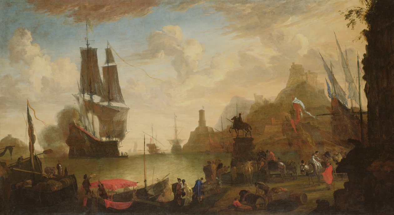 Bir İtalyan Limanının Görünümü by Hendrik van Minderhout