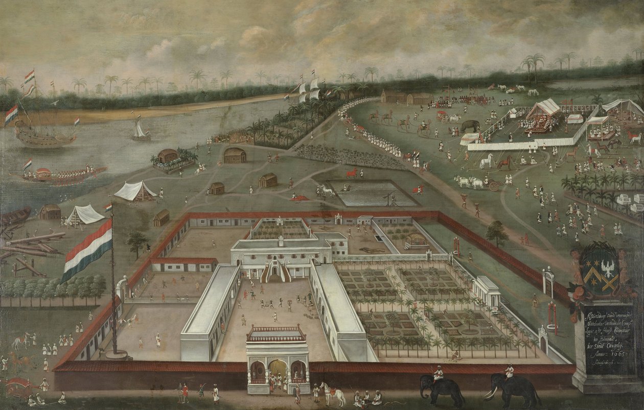 Hooghly, Bengal, 1665 yılında Ganj yanında Hollanda Doğu Hindistan Şirketi Ticaret Merkezi by Hendrik van Schuylenburgh