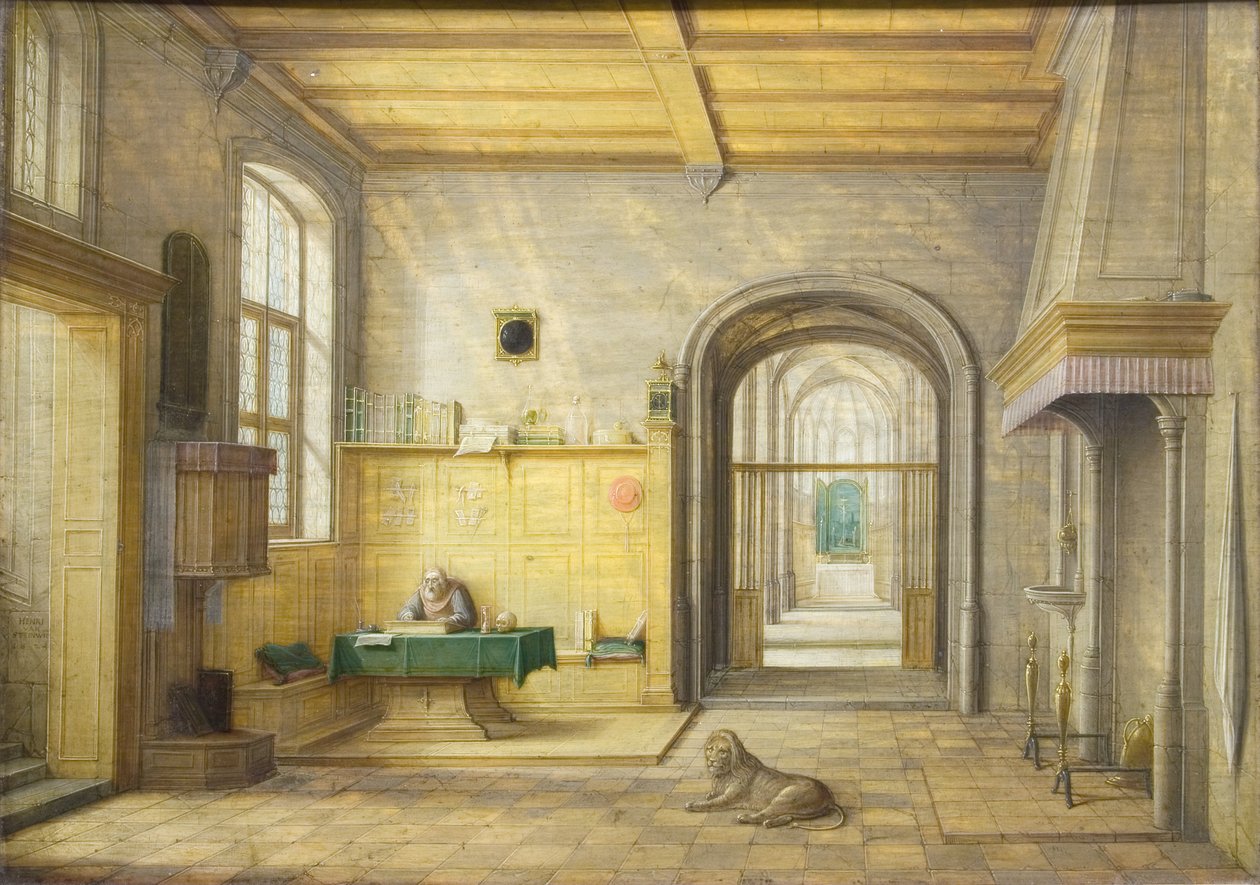 Aziz Jerome Çalışmasında, 1624 by Hendrik van Steenwyck