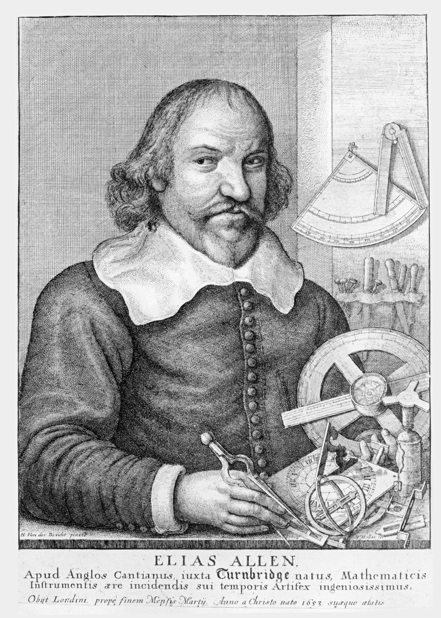 Wencelaus Hollar (1607-77) tarafından oyulmuş Elias Allen (c.1588-1653) (bw fotoğraf) by Hendrik van der, the younger Borcht