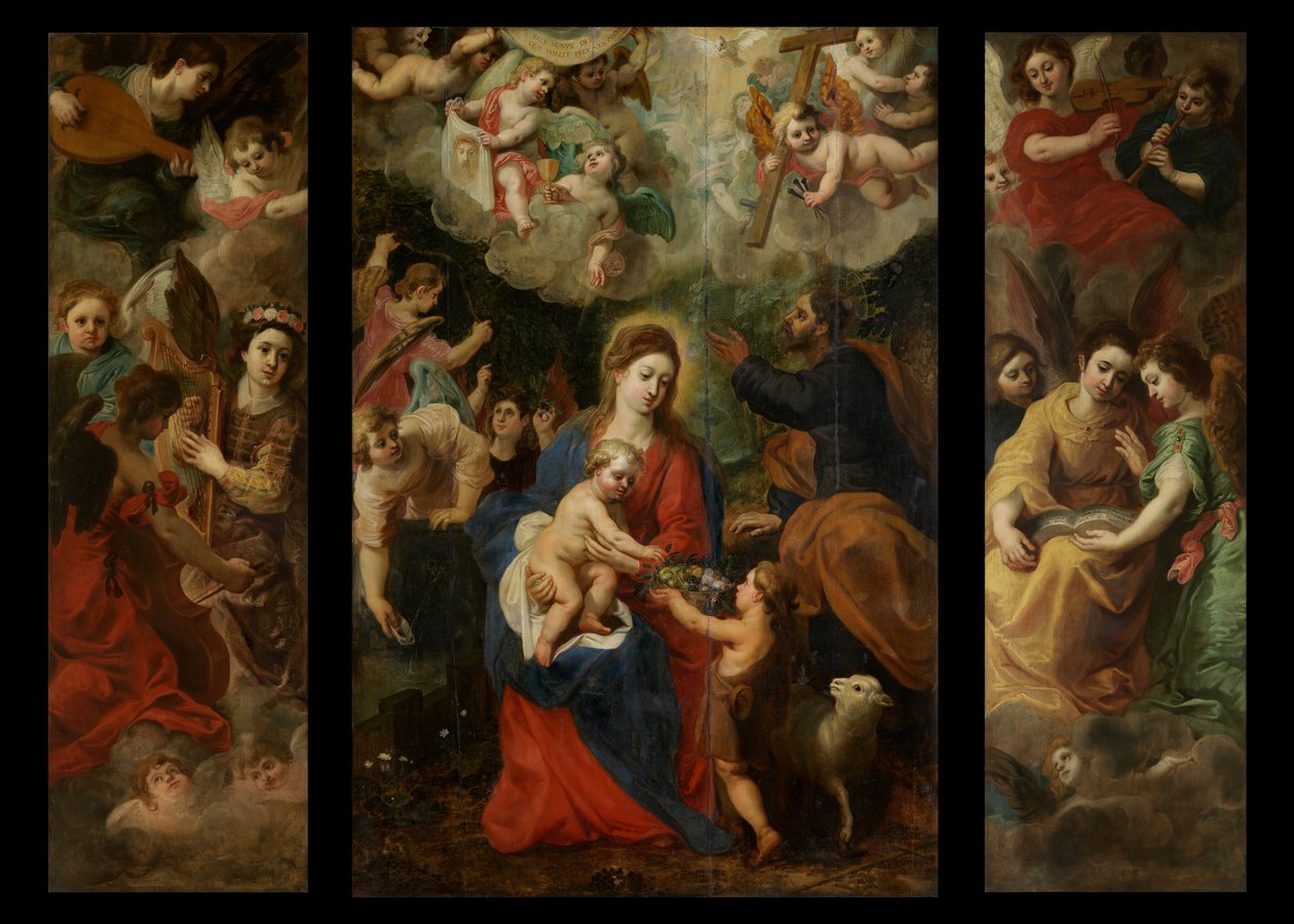 Meleklerle Kutsal Aile (panel üzeri yağlı boya) by Hendrik van the Elder Balen