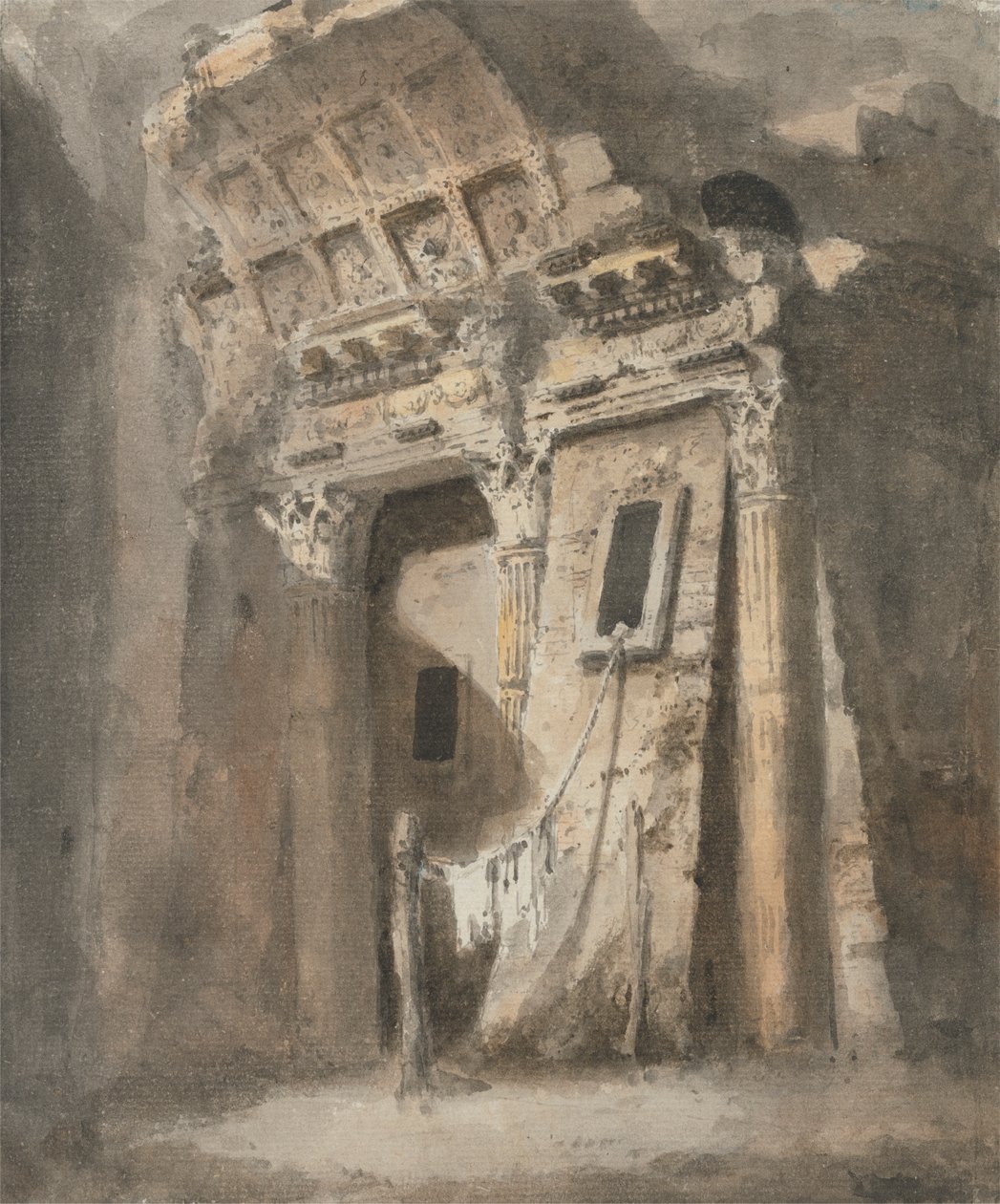 Muhtemelen Roma'da, Yıkanmış Bir Sırayla Yıkık Kemerli Yol by Heneage Finch fourth Earl of Aylesford