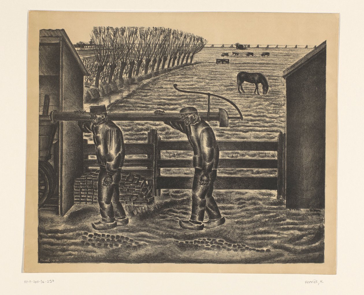 Bir manzara içinde iki çiftçi by Henk Henriët (signed by artist)