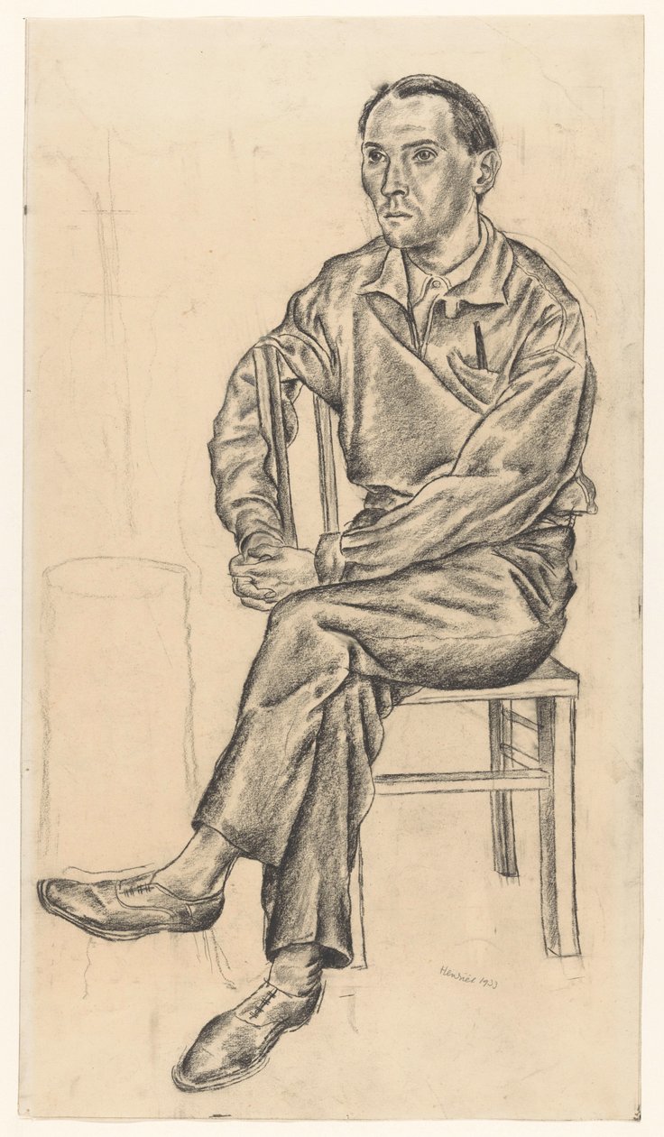 Bir sandalyede oturan adam by Henk Henriët (signed by artist)