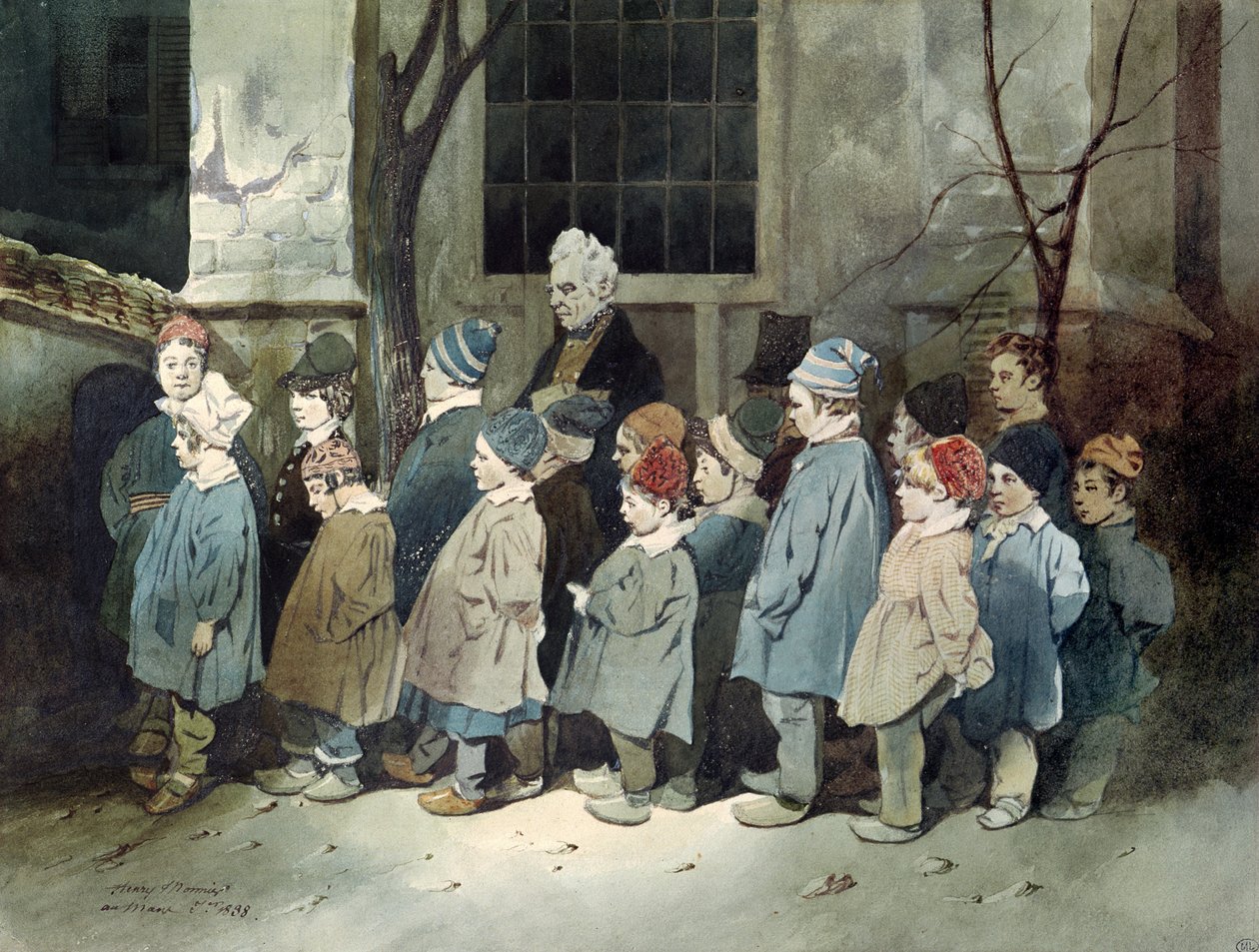 oyun alanında okul çocukları by Henri Bonaventure Monnier