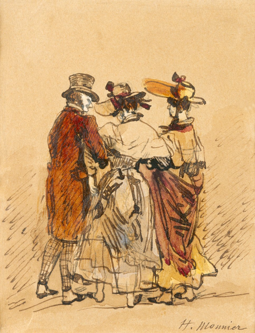 The Walk (kağıt üzerinde mürekkep ve wc) by Henri Bonaventure Monnier