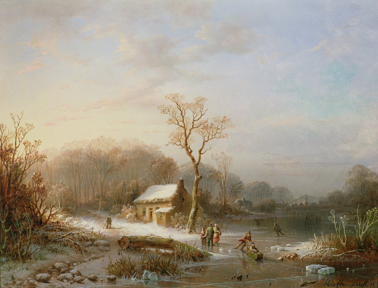 Buz pateni sahnesi, 19. yüzyıl by Henri Cleenewerck