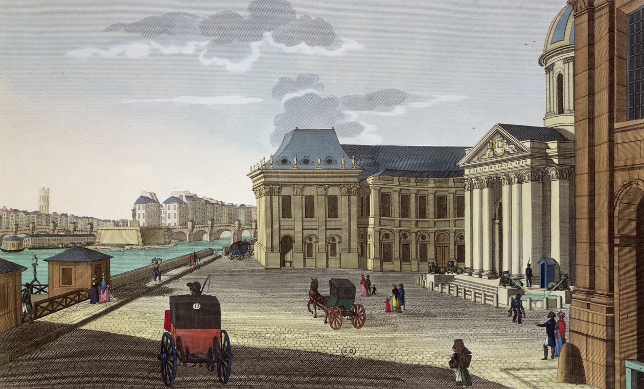 Palais des Beaux Arts, 1815-20 dolayları (renkli gravür) by Henri Courvoisier Voisin