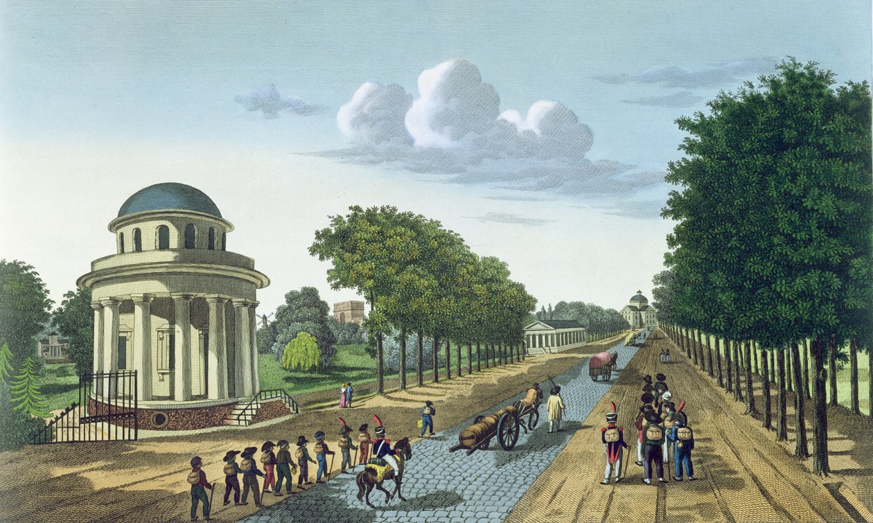 Parc Monceaux, c.1815-20 (renkli gravür) by Henri Courvoisier Voisin