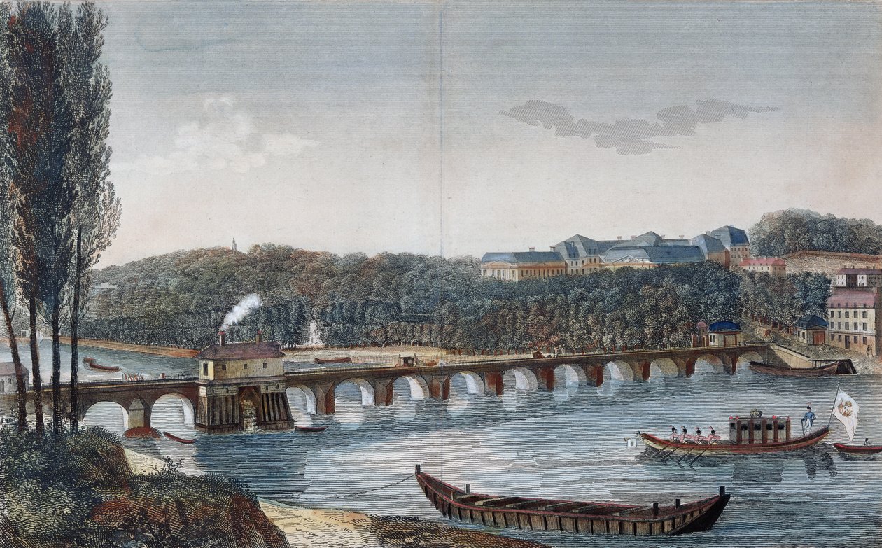 View of the Chateau and the Bridge of Saint-Cloud  by Henri Courvoisier Voisin