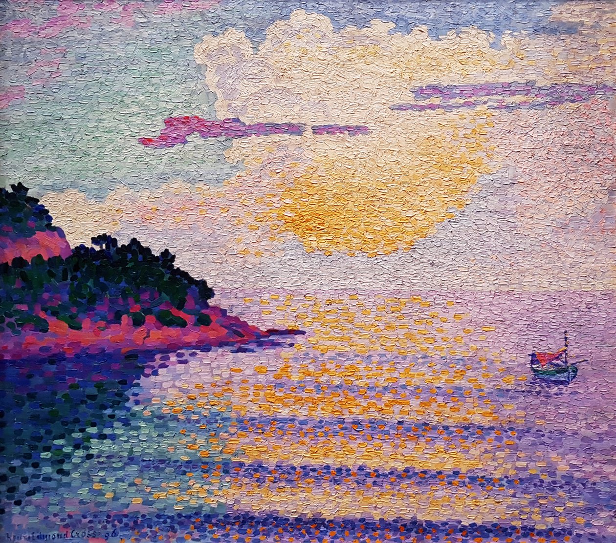 Denizin üzerinde gün batımı by Henri Edmond Cross