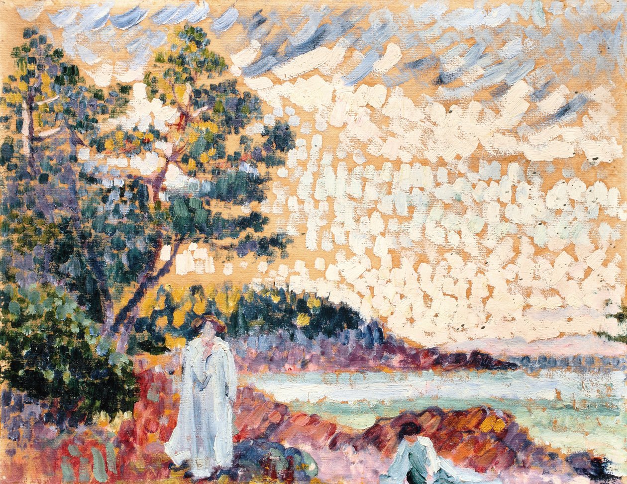 Deniz Manzarasında İki Kadın, 1900 civarı (tuval üzerine kağıt üzerine yağlı boya) by Henri Edmond Cross