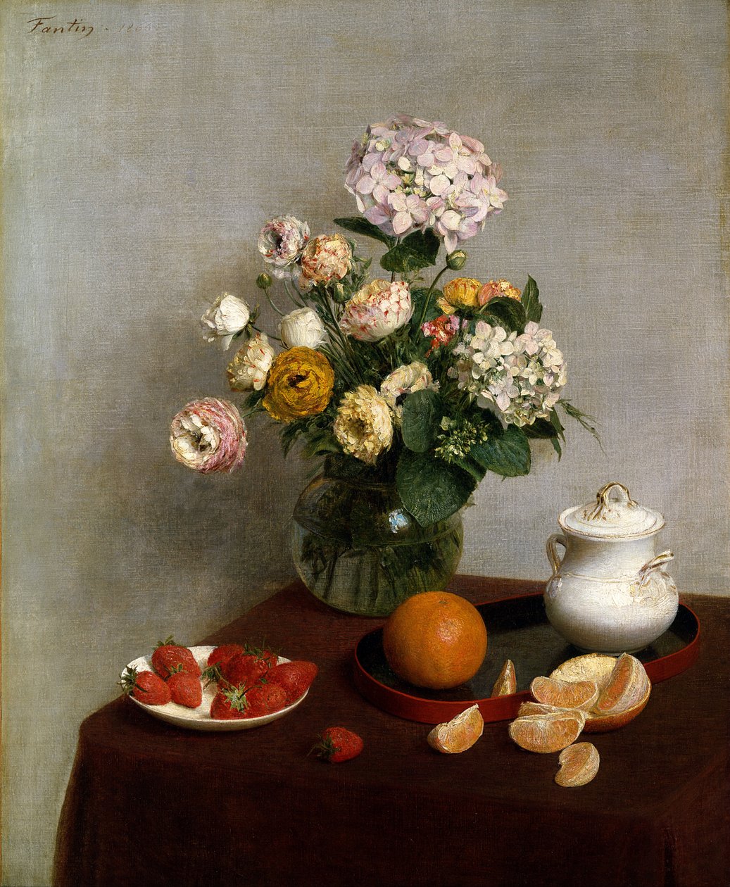 Çiçekler ve Meyve by Ignace Henri Jean Fantin Latour