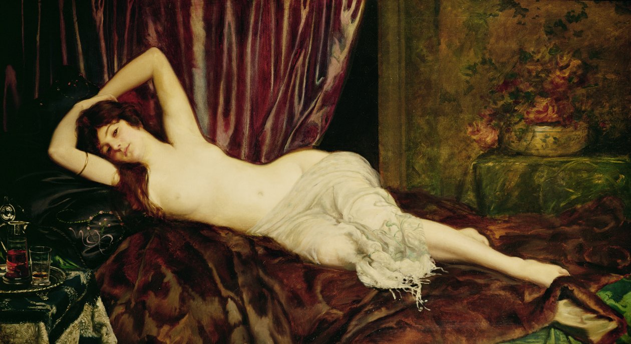 uzanmış çıplak by Ignace Henri Jean Fantin Latour
