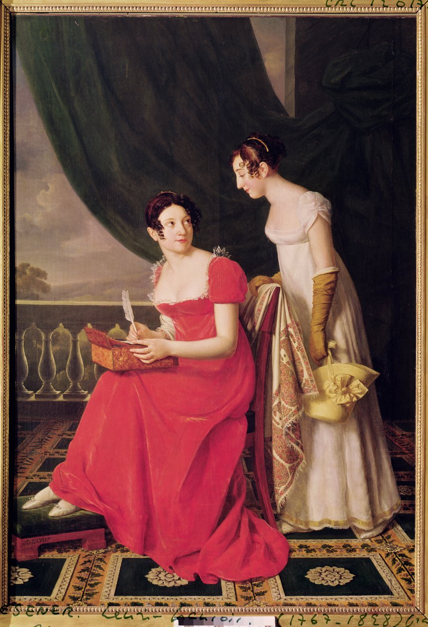 Madam Riesener ve kız kardeşi, Madam Longroy, 1802 by Henri Francois Riesener