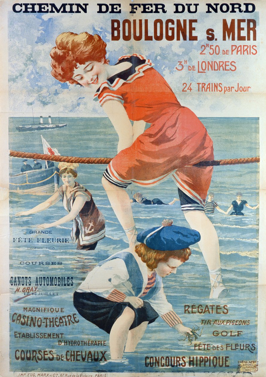 Boulogne sur Mer sahil beldesinin reklam afişi, 1905 by Henri Gray