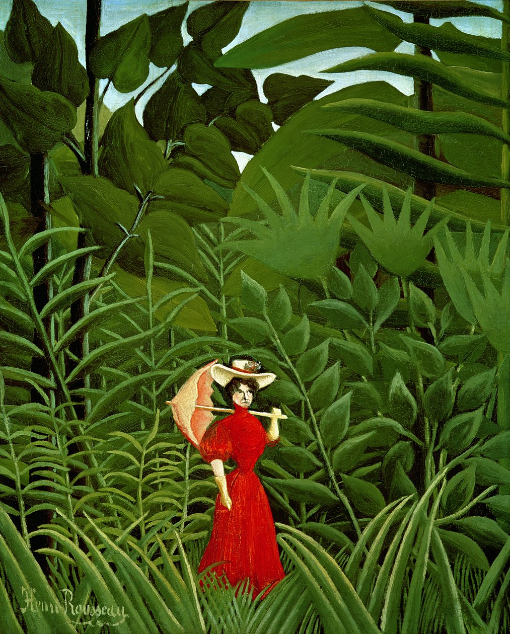 Ormanda Kırmızılı Kadın, c.1907 by Henri Rousseau