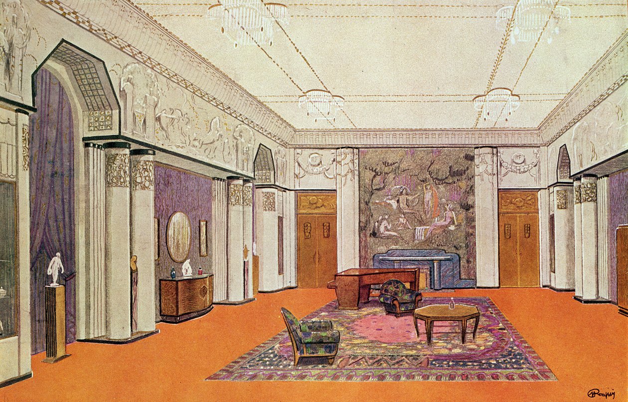 Bir Büyükelçi Salonu, 1925 yılında sanatçı tarafından tasarlanan Exposition des Arts Decoratifs projesi by Henri Rapin