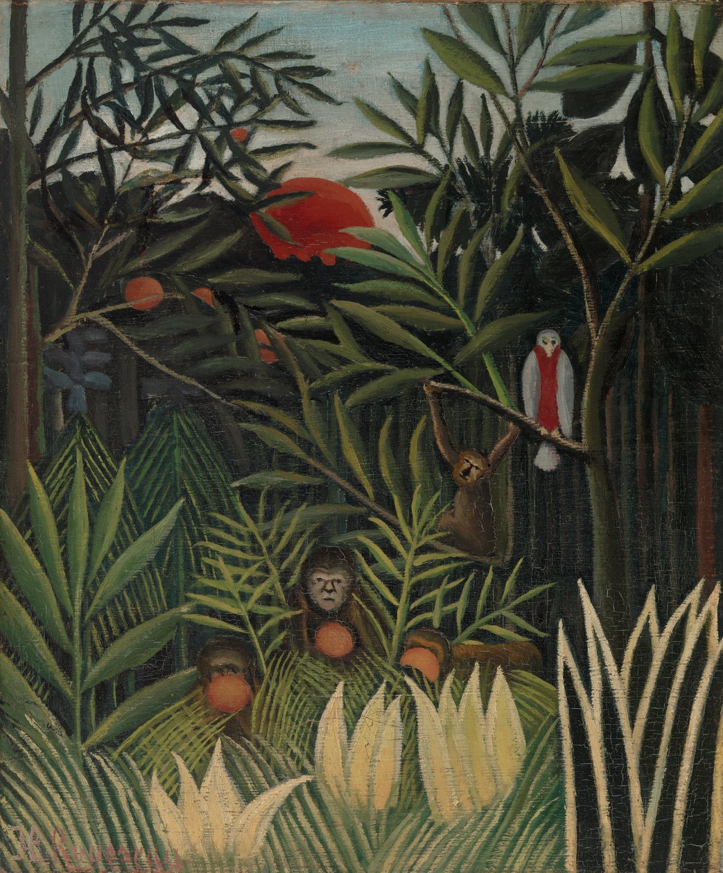 Bakire Ormanında Maymunlar ve Papağan by Henri Rousseau
