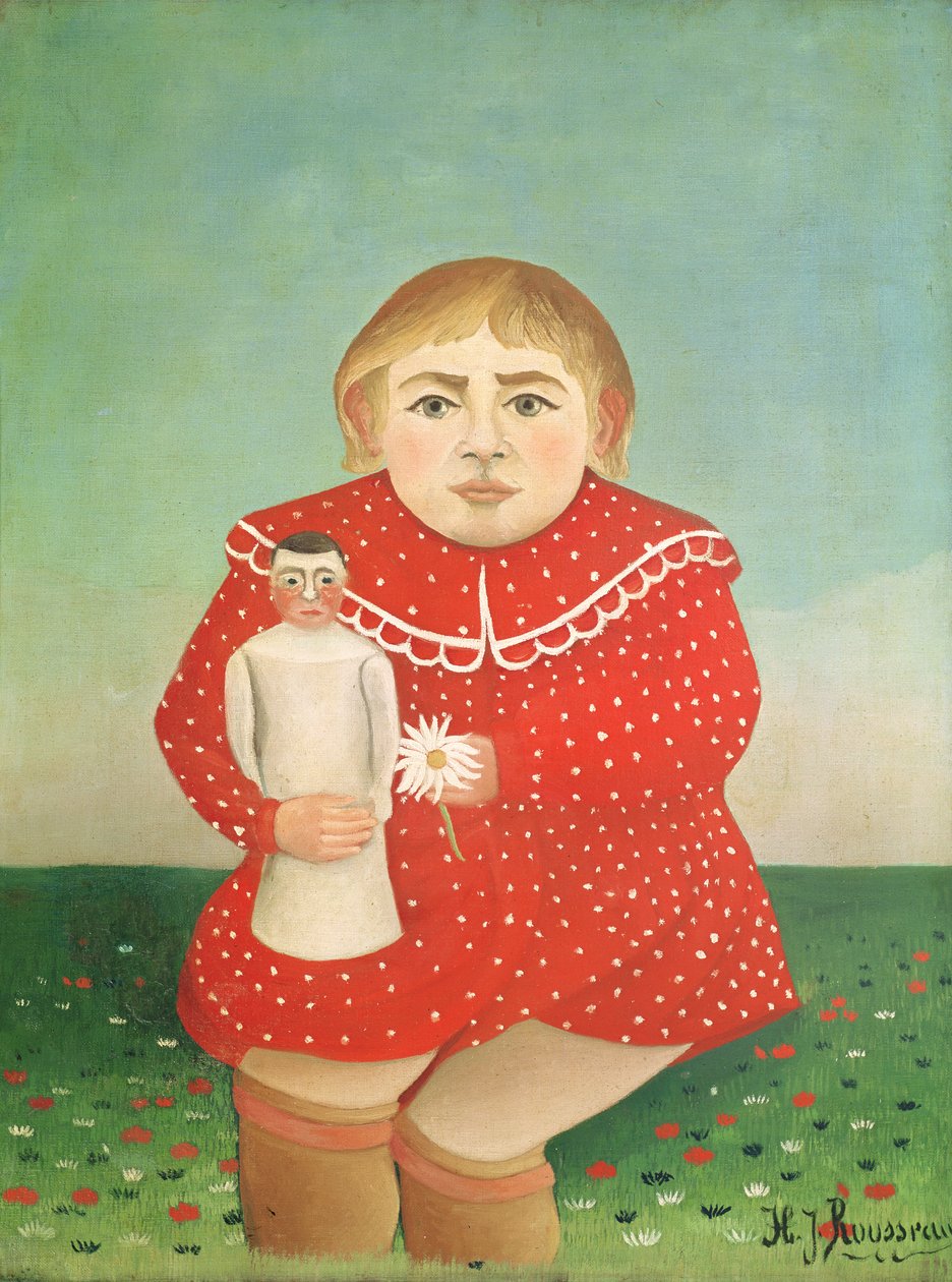 Oyuncak bebekli kız, 1892 ya da 1904-05 by Henri Rousseau