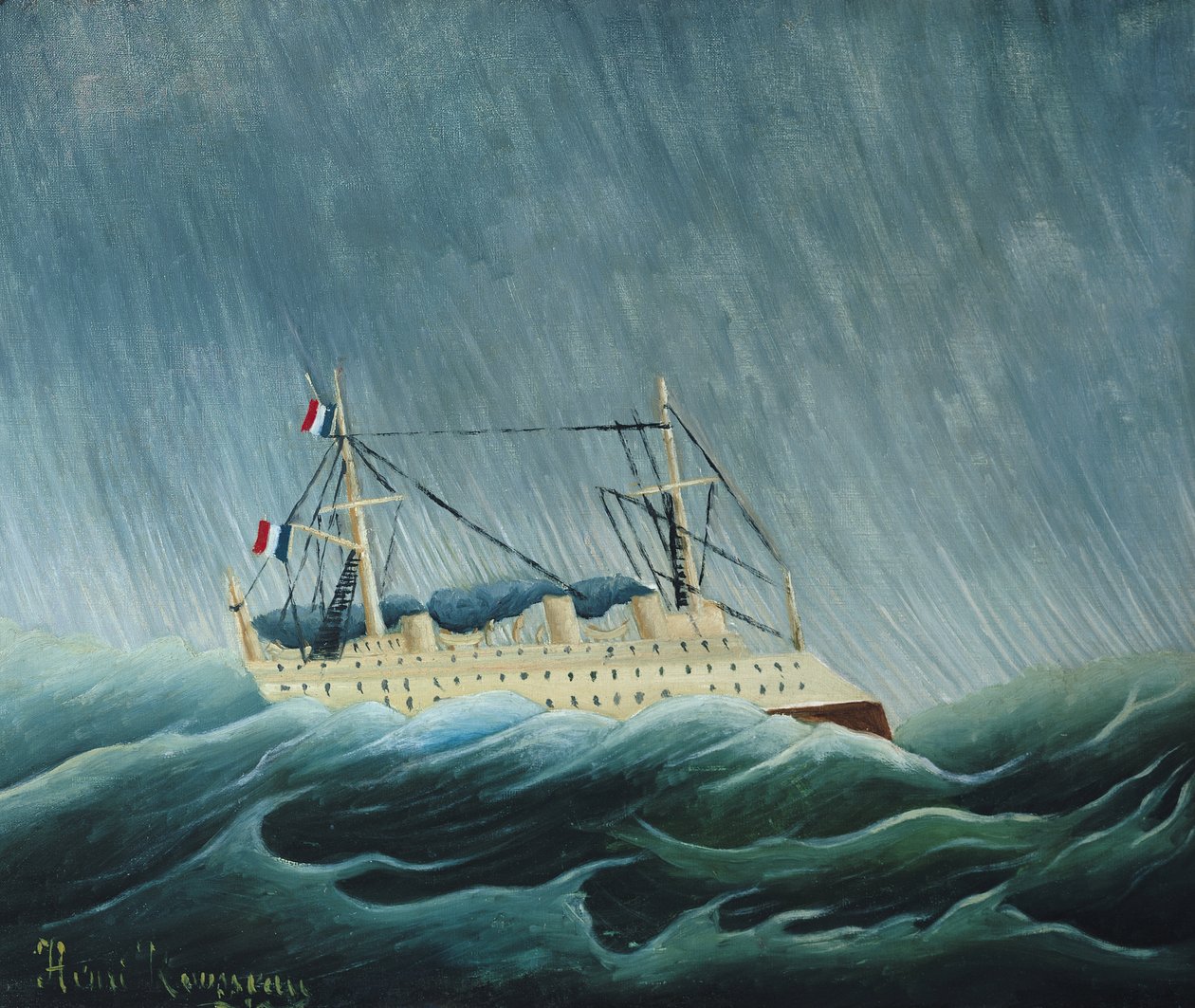 Fırtınada savrulan gemi, c.1899 (ayrıca bkz. 309521) by Henri Rousseau
